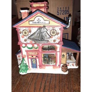 Vintage Christmas Delights Sailors Pub Porcelain Christmas Holiday Village
